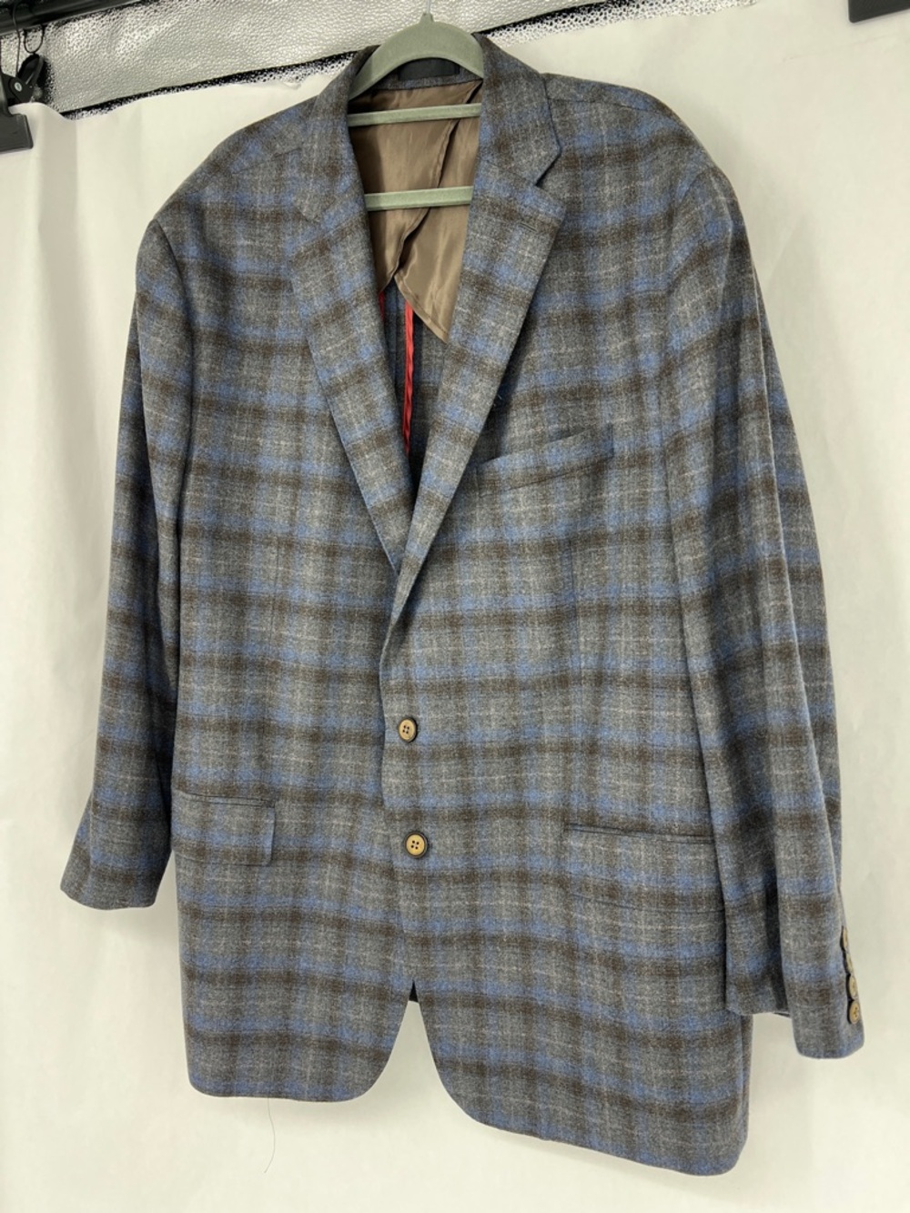 Reds 1865 Blue and Gray Plaid Sport Coat - Two-Button Notch Lapel - Picture 3 of 10